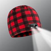POWERCAP® 35|55 (4) LED Beanie - Red/Black Plaid CUBWB-7684