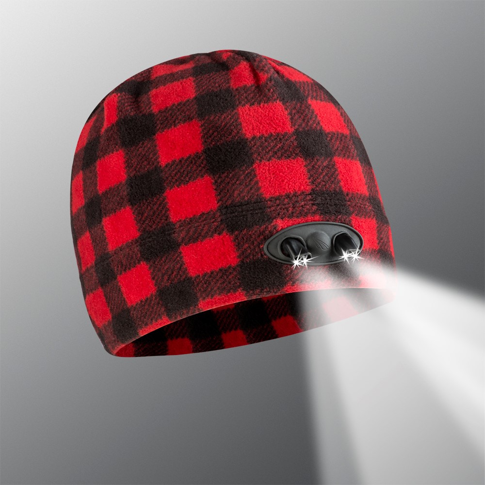 POWERCAP® 35|55 (4) LED Beanie - Red/Black Plaid CUBWB-7684