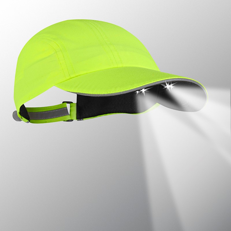 POWERCAP® 2575 (4) LED Runner Cap - Hi-Viz Lime Reflective Trim/Unstructured PR4-177
